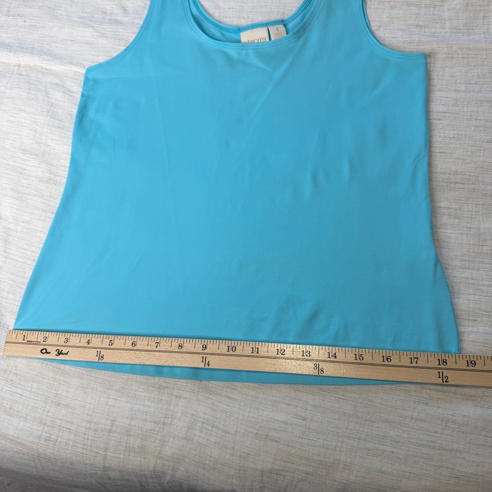 Chico's Women Size 1 (M) Turquoise Blue Tank Top Scoop Neck Stretch 4501759783 - Picture 9 of 10